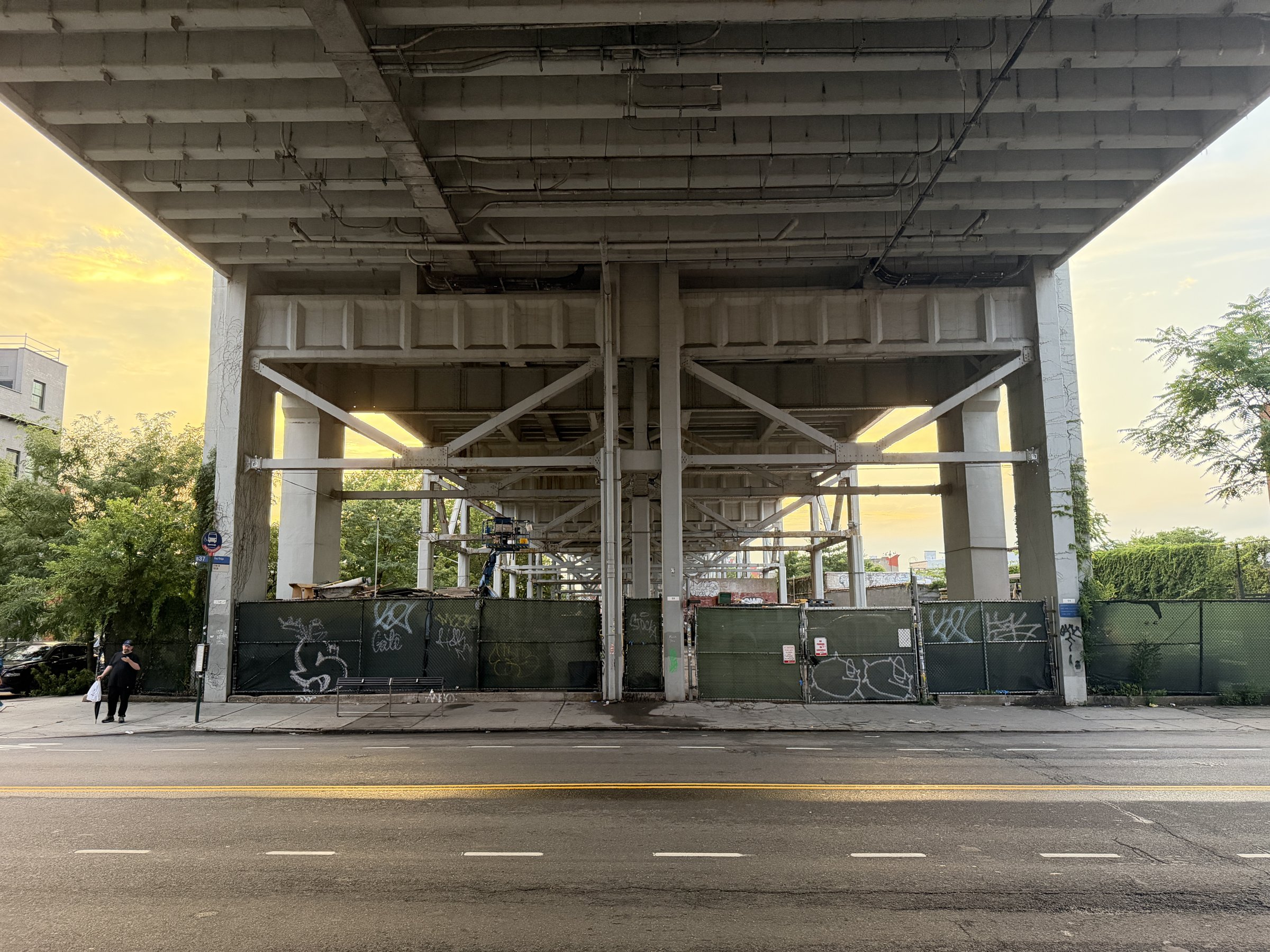 Underneath the elevated highway structure, Gowanus, Brooklyn