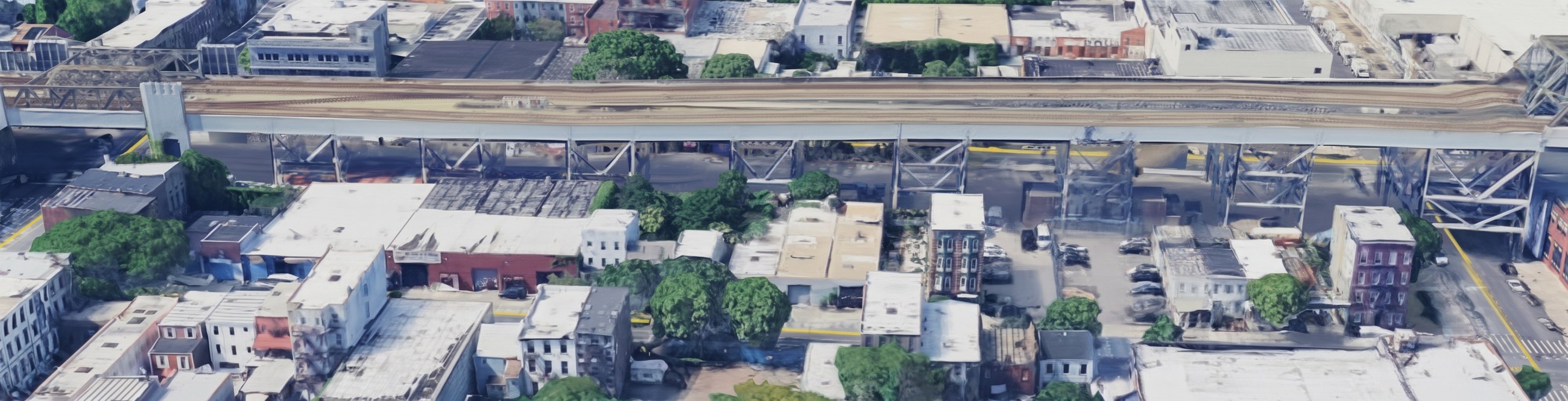 Aerial view of the Gowanus Arcades site